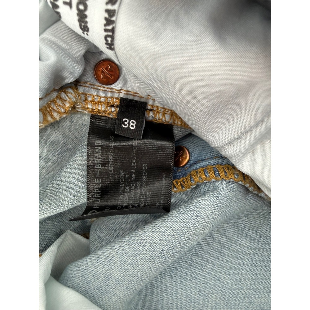 Purple Brand P001 Light Wash Logo Graphic Slim Fit Jeans Mens 38 Style‎ 202348 - Picture 7 of 8